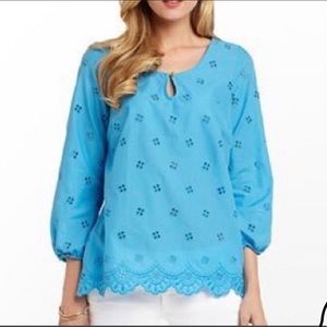 Blue Eyelet Lilly Pulitzer Top Size Small